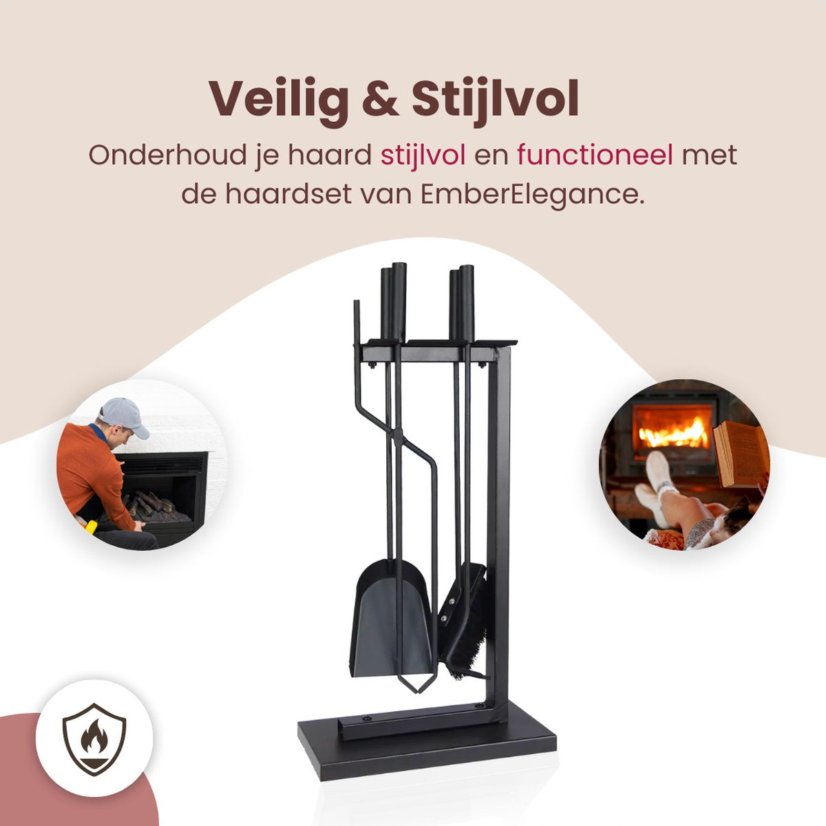 EmberElegance® Haardset Zwart 5-delig