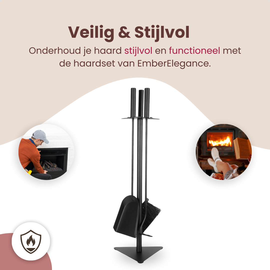 EmberElegance® Haardset Zwart 4-delig