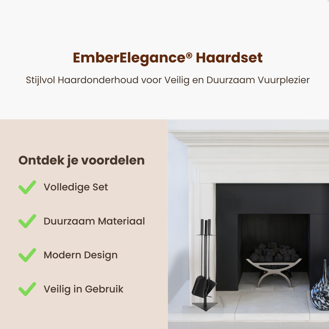 EmberElegance® Haardset Zwart 4-delig