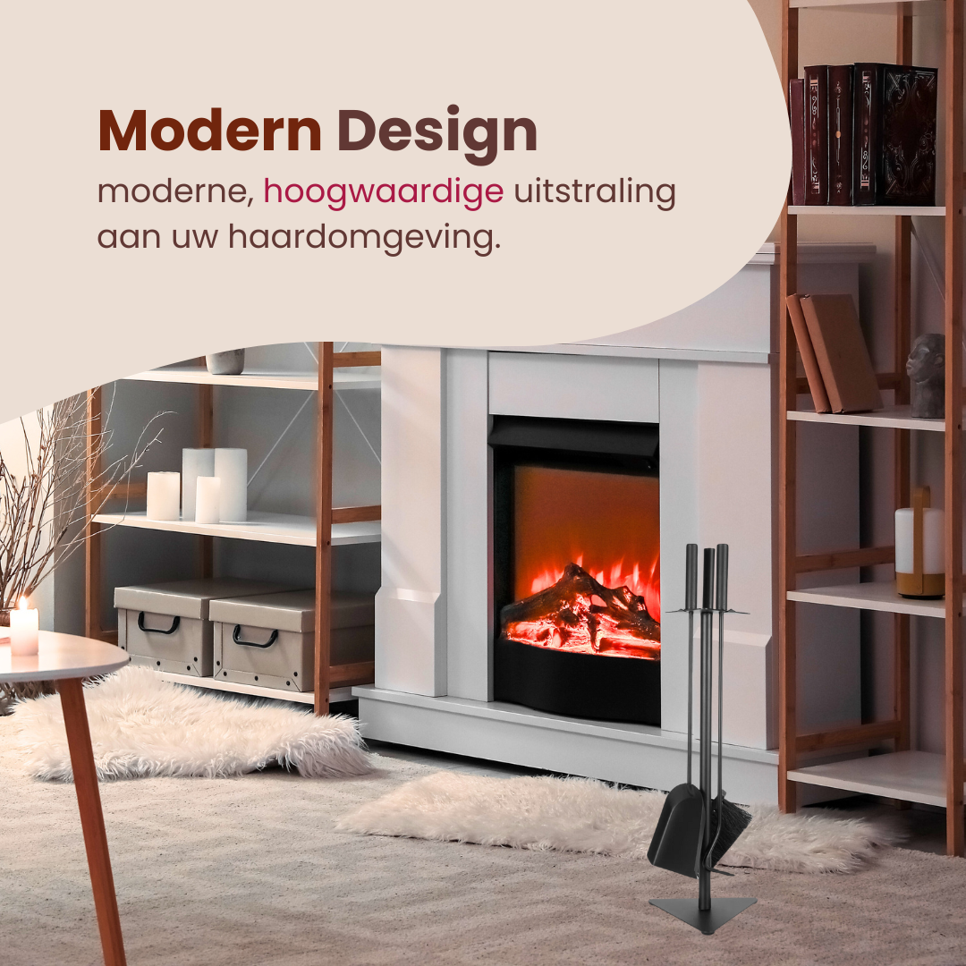 EmberElegance® Haardset Zwart 4-delig