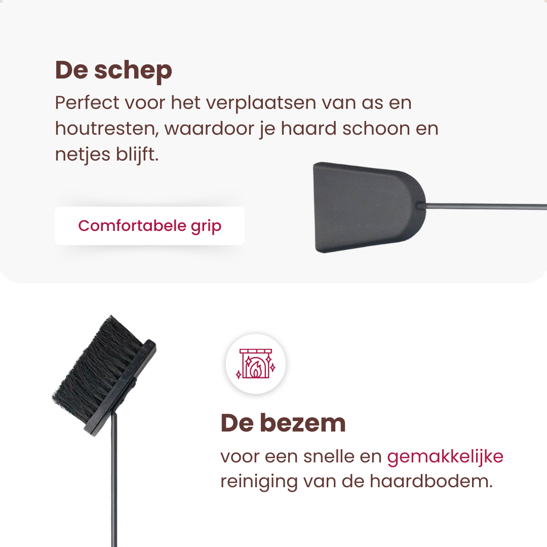 EmberElegance® Haardset Zwart 4-delig